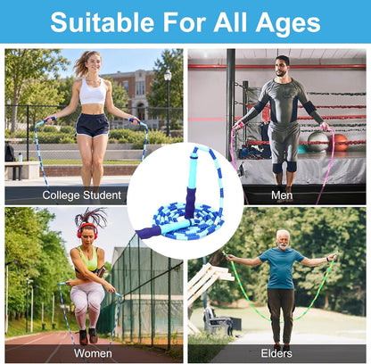 GRAWUN Jump Rope For Kids, Soft Beaded Jump Rope, Adjustable Length Tangle-Free Segmented Soft Beaded Skipping Rope，for Women, Men and Kids Keeping Fit, Workout and Weight Loss