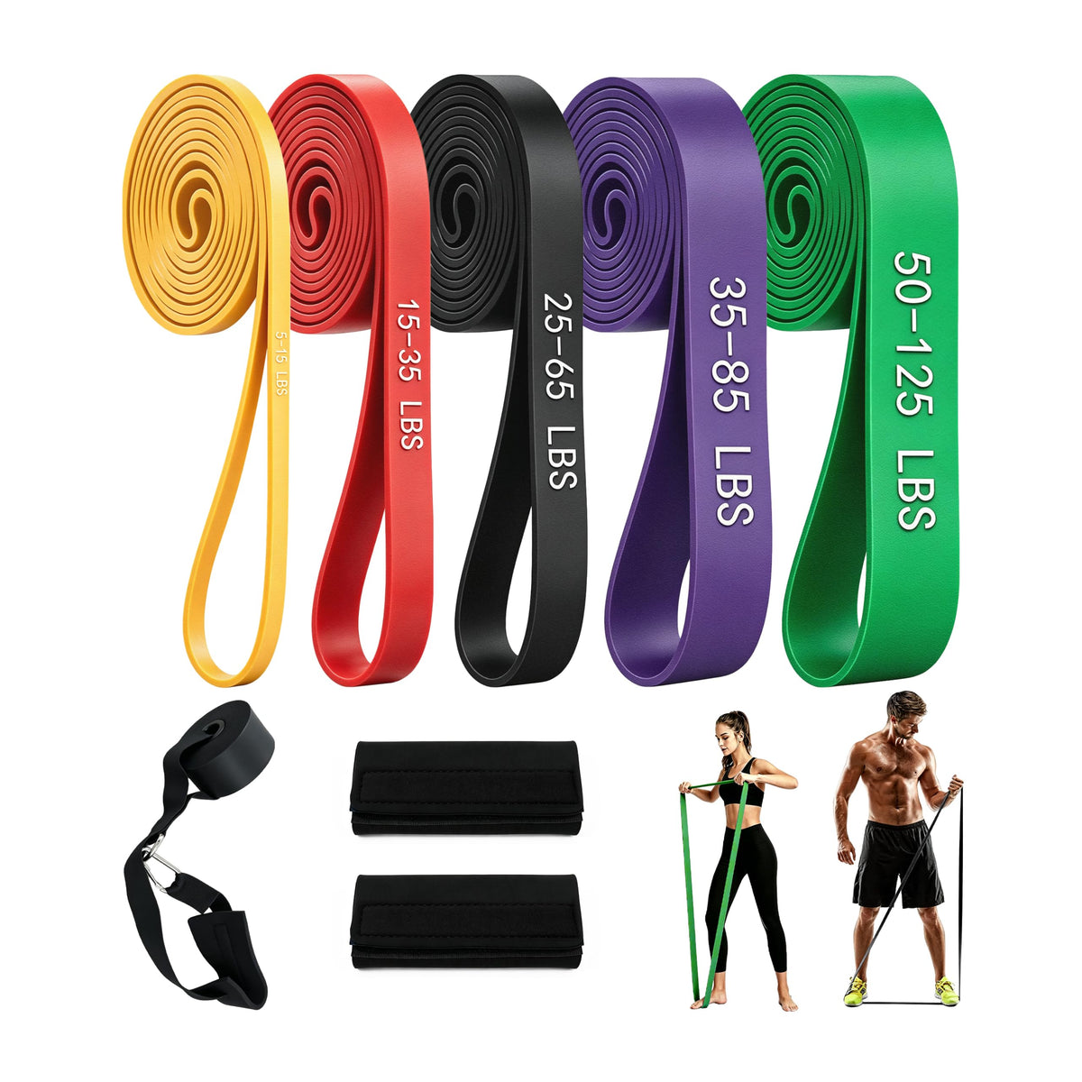 5-Level Resistance Bands for Working Out, Pull Up Assistance Bands