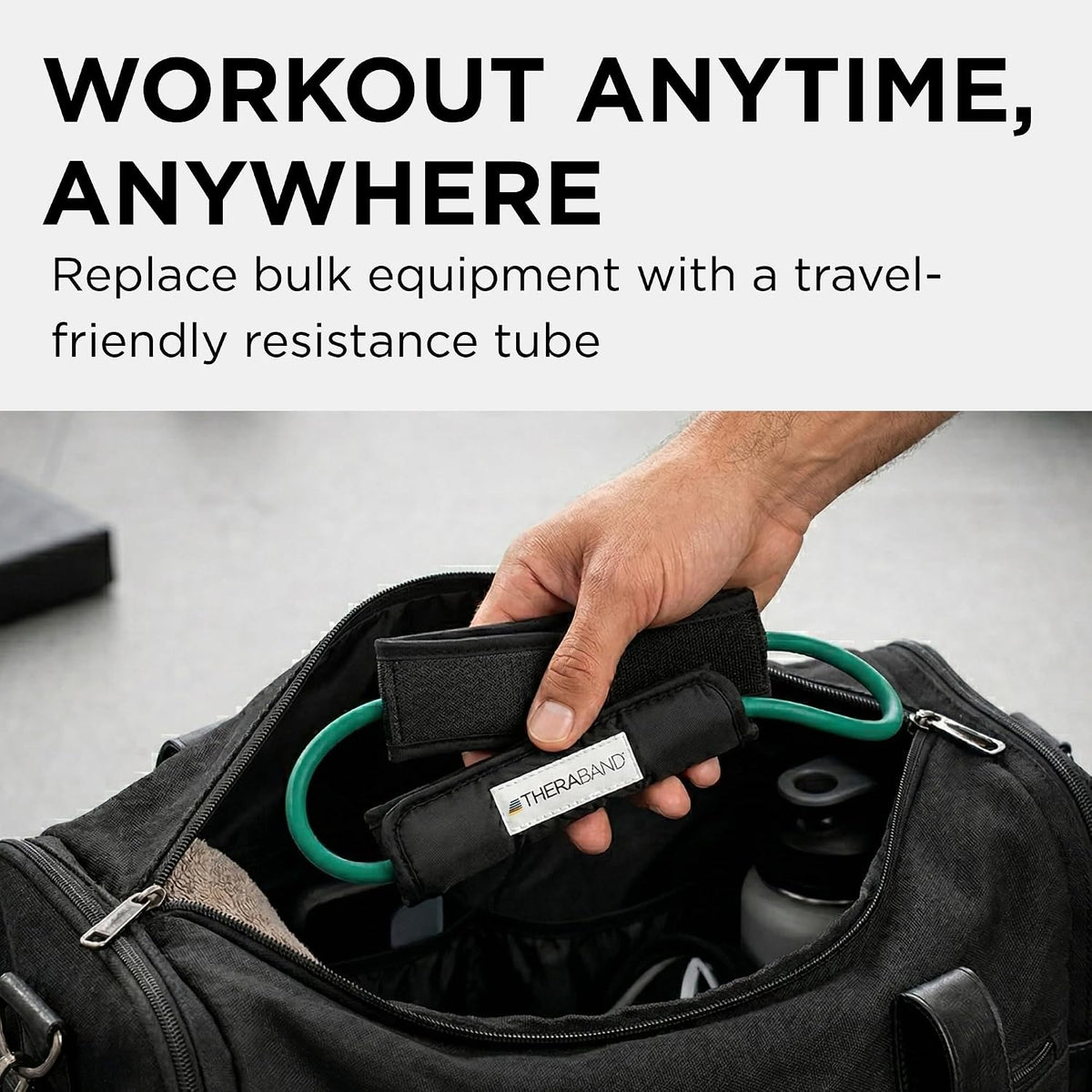 THERABAND Resistance Tubes, 12" Padded Cuffs, Green, Heavy, Level 3
