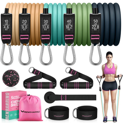Resistance Bands with Handles, 5 Level Exercise Bands, 150LBS Workout Bands