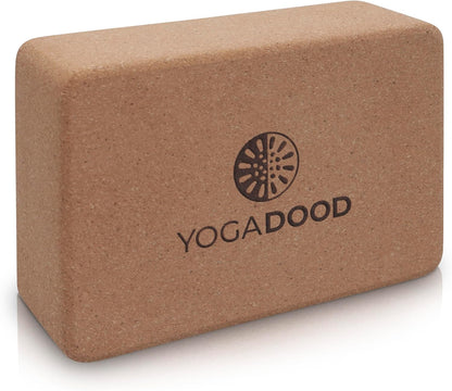 YOGA DOOD Premium Cork Yoga Blocks 2 Pack - Superior Grip & Stability for Enhanced Alignment - Eco-Friendly Biodegradable