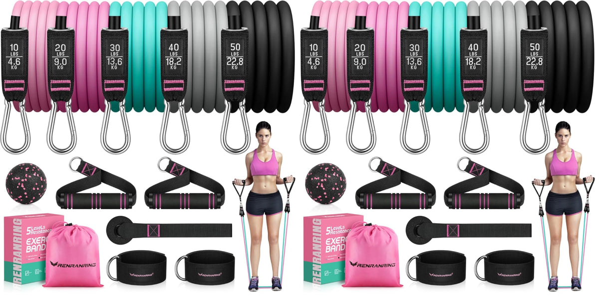 Resistance Bands with Handles, 5 Level Exercise Bands, 150LBS Workout Bands