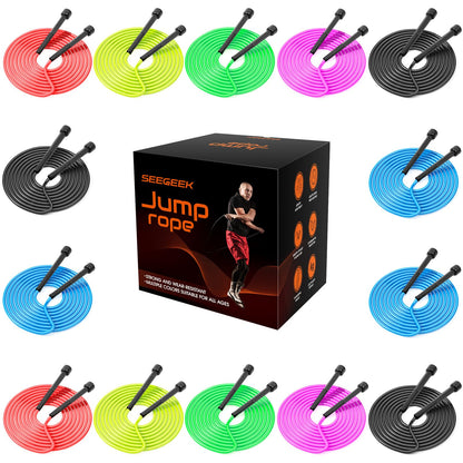 14 Pack Adjustable PVC Jump Rope for Cardio Fitness - Versatile Jump Rope for Women Men Kids Christmas Gift -Tangle-Free for Keeping Fit, Training, Workout