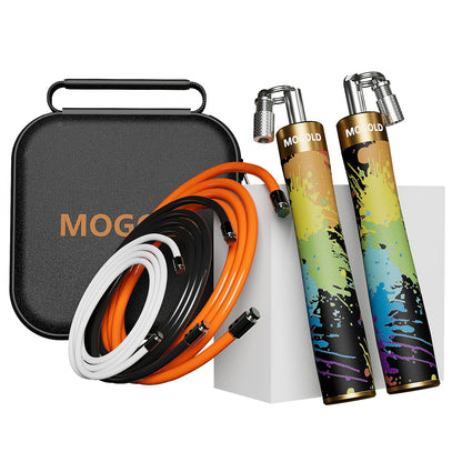 Weighted Jump Rope for Men Women -Interchangeable 1/5lb 1/4lb 1/2lb Heavy jump ropes - 360 Degree Spin - Length Adjustable,Ergonomics Leather Grip Skipping Rope for Fitness Weight Loss & More