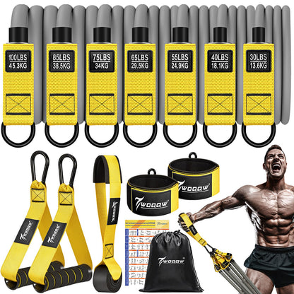 WOQQW Heavy Resistance Bands for Working Out, 350lbs/450lbs Exercise Bands with Handles, Workout Bands Set for Men, Fitness Weight Bands for Muscle Strength Training,Stretching,Slim,Home Gym Equipment