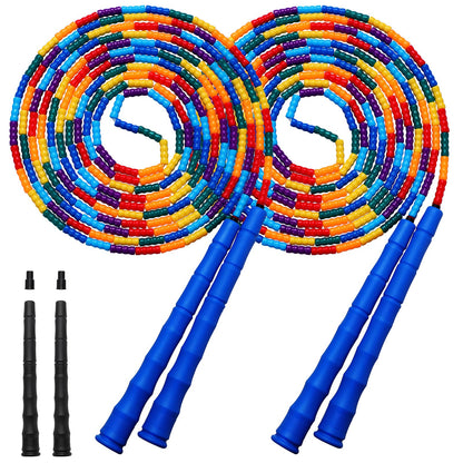 Double Dutch Jump Rope Long Jump Rope 16 FT 1 Pack/2 Pack, Adjustable Soft Beaded Diy Jump Rope for Kids Adult Long Enough for 5-6 Jumpers