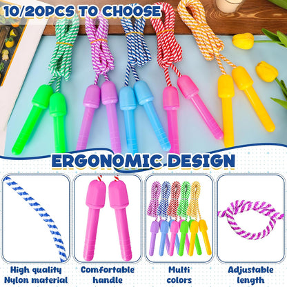 10 Pack Kids Jump Rope, Adjustable Nylon Skipping Ropes for Fitness