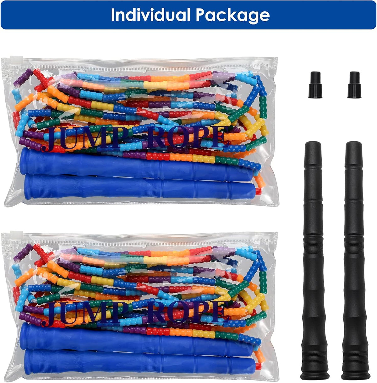 Double Dutch Jump Rope Long Jump Rope 16 FT 1 Pack/2 Pack, Adjustable Soft Beaded Diy Jump Rope for Kids Adult Long Enough for 5-6 Jumpers