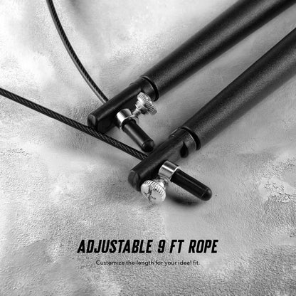 Spalding - Large Handle Speed Jump Rope, Adjustable 9 ft PVC Skipping Rope, Non-Slip Contoured Grip, Cardio Fitness Training Rope for Home & Gym (Black)