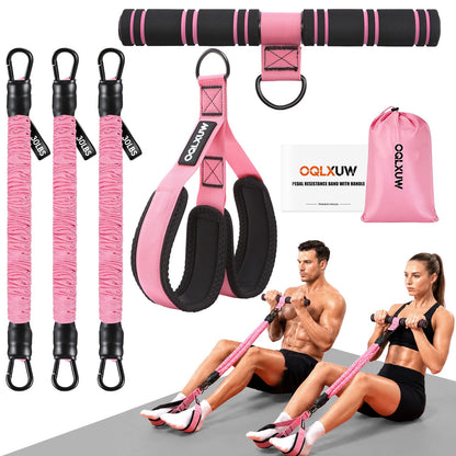 Upgraded Multifunction Pedal Resistance Band with Handle, Adjustable Foot Pedal Resistance Bands for Core, Arm, Legs, Body Strength, Portable Home Gym Workout Equipment for Men & Women
