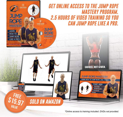 Ballistyx Jump Rope - Premium Speed Jump Rope with 360 Degree Spin, Steel Handles, Silicone Grips and 2 x Adjustable Cables - for Crossfit, Gym & Home Fitness Workouts & More
