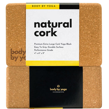 Cork Yoga Blocks 2 Pack – Premium Cork Grain, Highly Stable, Chip Resistant