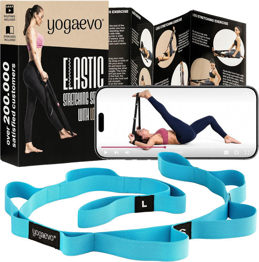 Yogaevo Elastic Stretching Strap With Loops For Physical Therapy