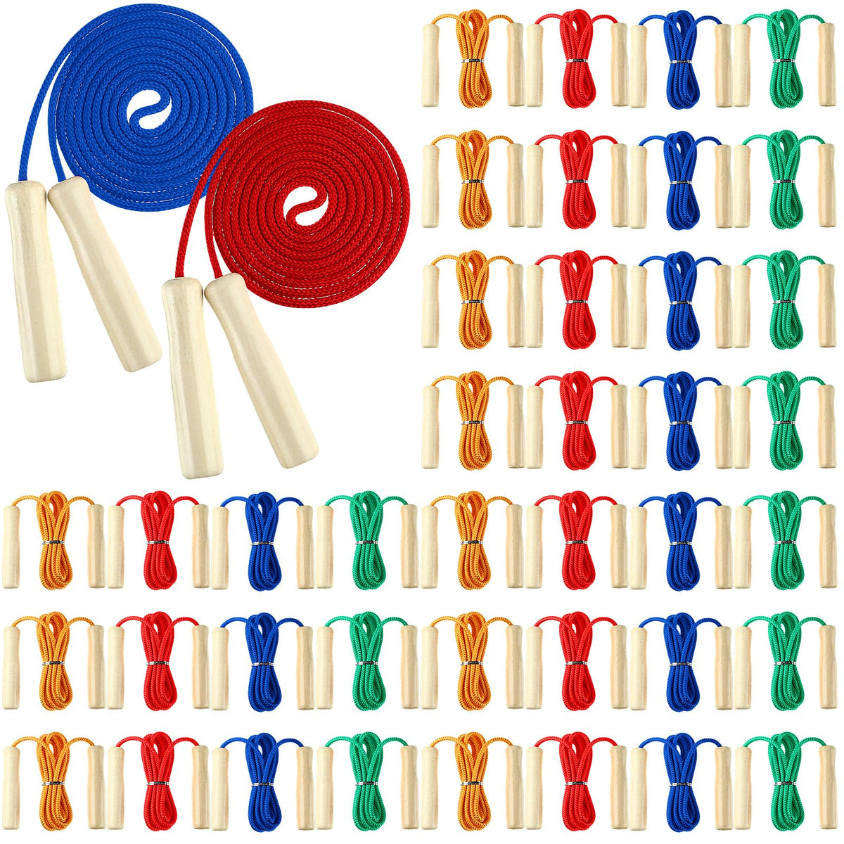8.53 FT Jump Ropes for Kids Adults Adjustable Cotton Skipping Rope with Wooden Handle for End of The School Training Multiplayer Double Dutch Jump Rope Exercise Outdoor Fun School Sport Gift