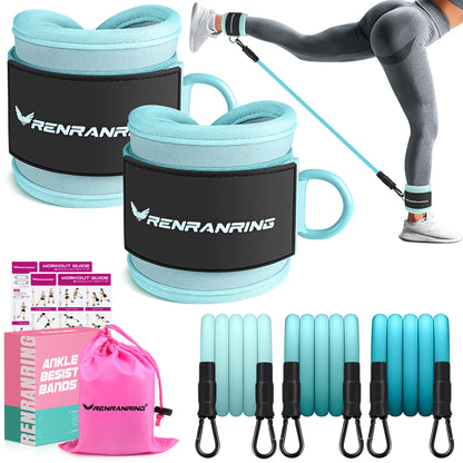 Ankle Resistance Bands w/Cuffs, Ankle Weights Women Booty Workout Equipment