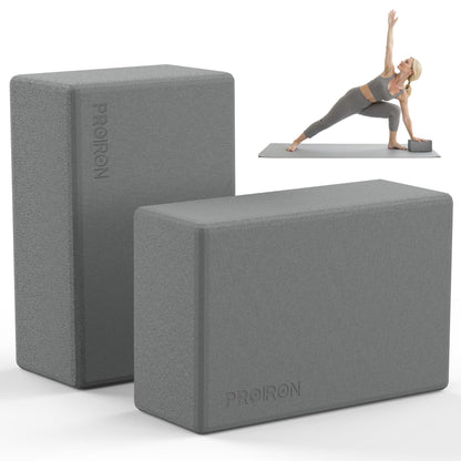 PROIRON Yoga Blocks, 2 Pack Supportive High Density Premium Eva Foam, Soft Non-Slip Surface with Curved Edges Stretch Blocks For Yoga, Pilates, Stretching