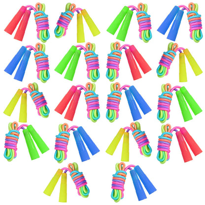 Elcoho 18 Pack Kids Rainbow Jump Rope Set Jumping Ropes Skipping Ropes for Kids Outdoor Fun, Party Favors, 7.2 Feet