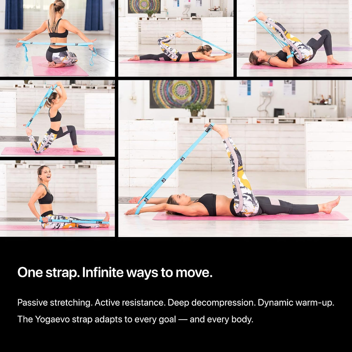 Yogaevo Elastic Stretching Strap With Loops For Physical Therapy