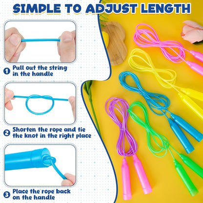 24 Pack PVC Kids Jump Rope, Adjustable Skipping Rope for Fitness Activity