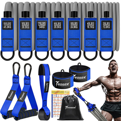 WOQQW Heavy Resistance Bands for Working Out, 350lbs/450lbs Exercise Bands with Handles, Workout Bands Set for Men, Fitness Weight Bands for Muscle Strength Training,Stretching,Slim,Home Gym Equipment