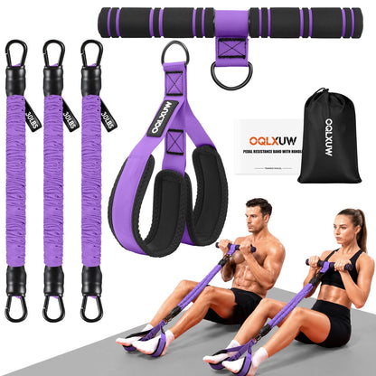 Upgraded Multifunction Pedal Resistance Band with Handle, Adjustable Foot Pedal Resistance Bands for Core, Arm, Legs, Body Strength, Portable Home Gym Workout Equipment for Men & Women