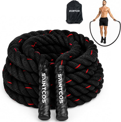 Weighted Jump Rope, 2.8lb Heavy Jump Rope for Men and Women, 10ft Thick Rope for Fitness, At Home Workout Equipment, Exercise Equipment for Boxing, Strength & Calisthenics