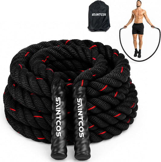 Weighted Jump Rope, 2.8lb Heavy Jump Rope for Men and Women, 10ft Thick Rope for Fitness, At Home Workout Equipment, Exercise Equipment for Boxing, Strength & Calisthenics