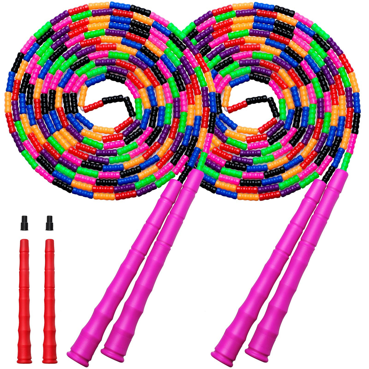 Double Dutch Jump Rope Long Jump Rope 16 FT 1 Pack/2 Pack, Adjustable Soft Beaded Diy Jump Rope for Kids Adult Long Enough for 5-6 Jumpers