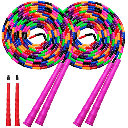 Double Dutch Jump Rope Long Jump Rope 16 FT 1 Pack/2 Pack, Adjustable Soft Beaded Diy Jump Rope for Kids Adult Long Enough for 5-6 Jumpers