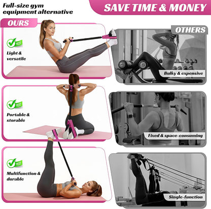 HOXWC Multifunction Pedal Resistance Band with Handle, 50LBS Foot Pedal Resistance Bands for Core/ABS, Arm, Waist, Abdomen, Leg Workout, Portable Sit Up Exercise Equipment for Women