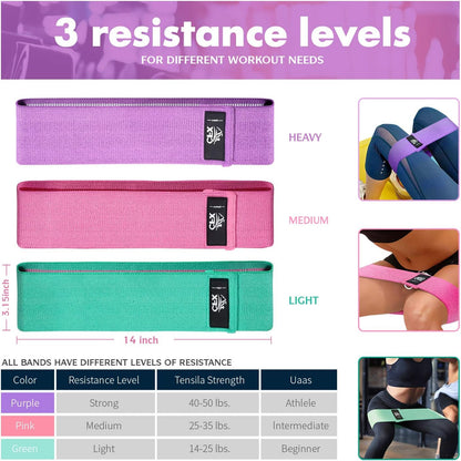 CFX Resistance Bands Set, Exercise Bands with Non-Slip Design for Hips & Glutes, 3 Levels Workout Bands for Women and Men, Booty Bands for Home Fitness, Yoga, Pilates