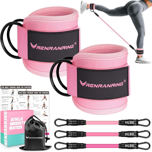 Ankle Resistance Bands w/Cuffs, Ankle Weights Women Booty Workout Equipment