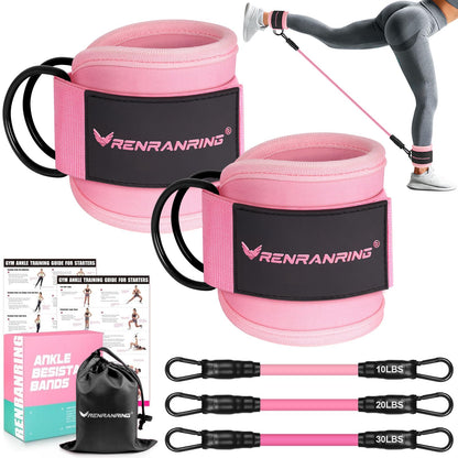 Ankle Resistance Bands w/Cuffs, Ankle Weights Women Booty Workout Equipment