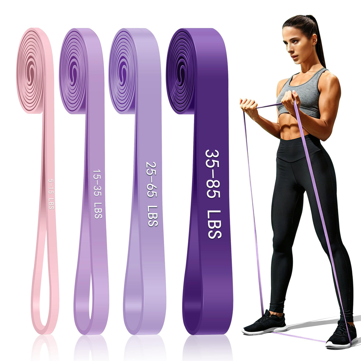 4-Level Resistance Bands for Working Out, Pull Up Assistance Bands