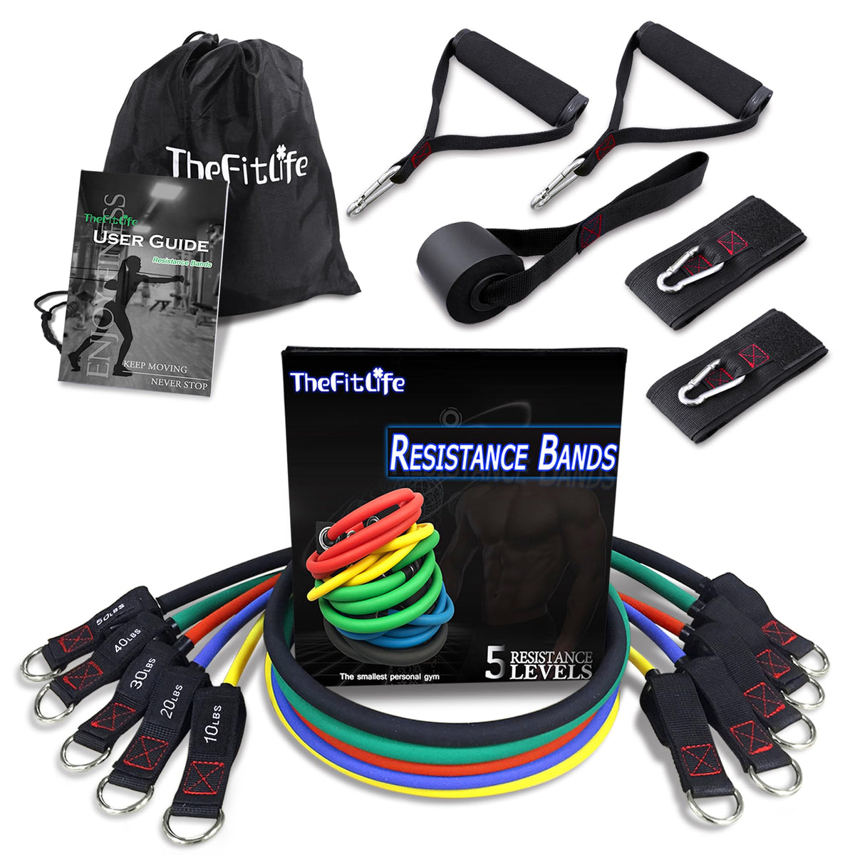TheFitLife Resistance Bands Set with Handles, Door Anchor and Ankle Straps