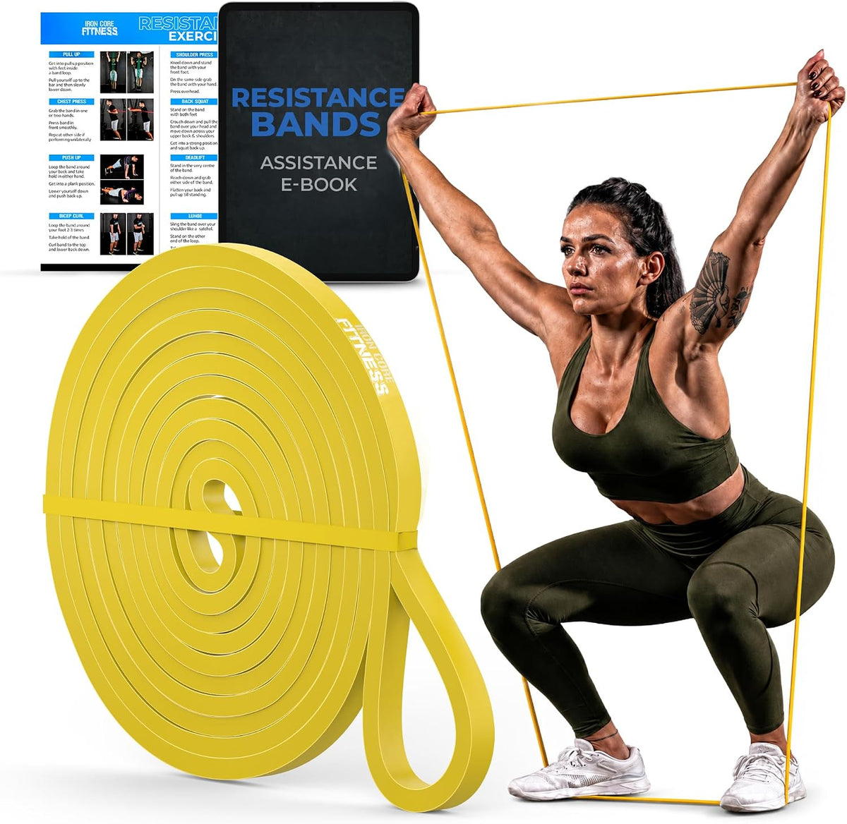 Pull Up Assistance Resistance Bands - Long Loop Power Bands for Men and Women - Strength Power Flexibility Training at Home & Gym - Ebooks & Workout Chart Included by Iron Core Fitness