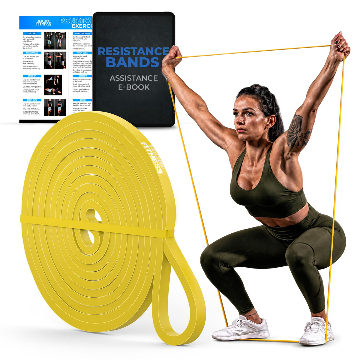 Pull Up Assistance Resistance Bands - Long Loop Power Bands for Men and Women - Strength Power Flexibility Training at Home & Gym - Ebooks & Workout Chart Included by Iron Core Fitness