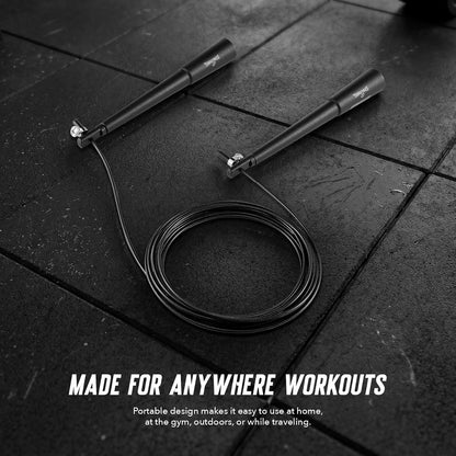 Spalding - Large Handle Speed Jump Rope, Adjustable 9 ft PVC Skipping Rope, Non-Slip Contoured Grip, Cardio Fitness Training Rope for Home & Gym (Black)