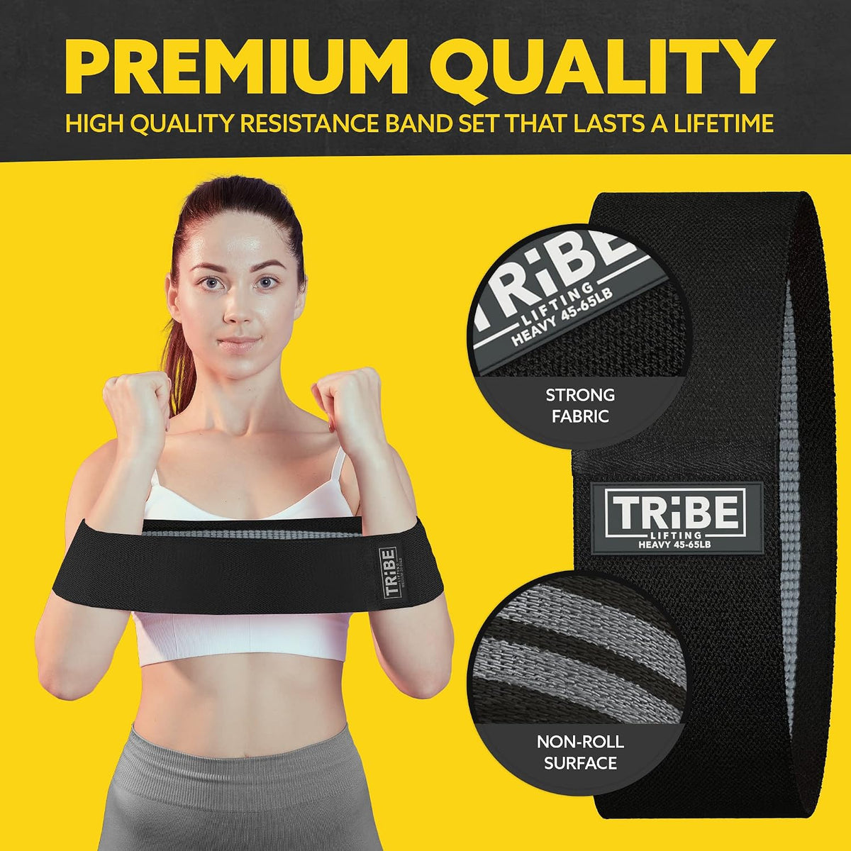 Fabric Resistance Bands for Working Out, 3-Pack for Legs and Glutes