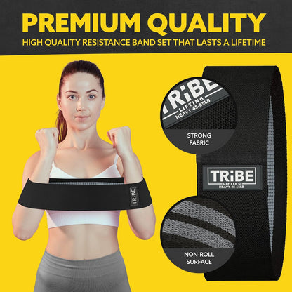 Fabric Resistance Bands for Working Out, 3-Pack for Legs and Glutes