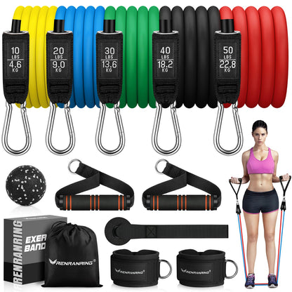 Resistance Bands with Handles, 5 Level Exercise Bands, 150LBS Workout Bands