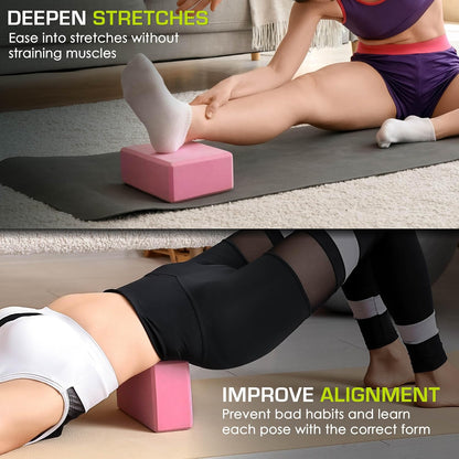 ProsourceFit Foam Yoga Blocks, High Density EVA Yoga Bricks 4”x 6” x 9” (Set of 2)