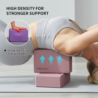 PROIRON Yoga Blocks, 2 Pack Supportive High Density Premium Eva Foam, Soft Non-Slip Surface with Curved Edges Stretch Blocks For Yoga, Pilates, Stretching