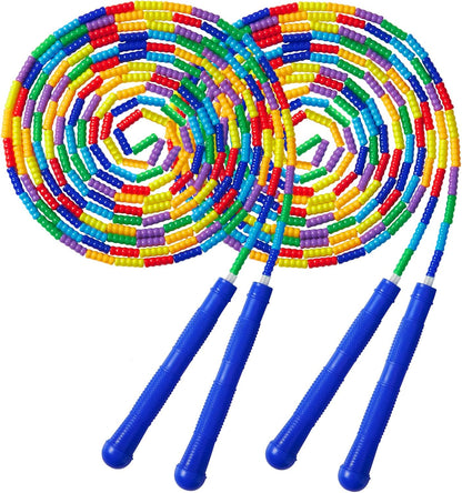 Long Double Dutch Jump Rope 16 Ft 2 Pack, Beaded Skipping Ropes for Kids