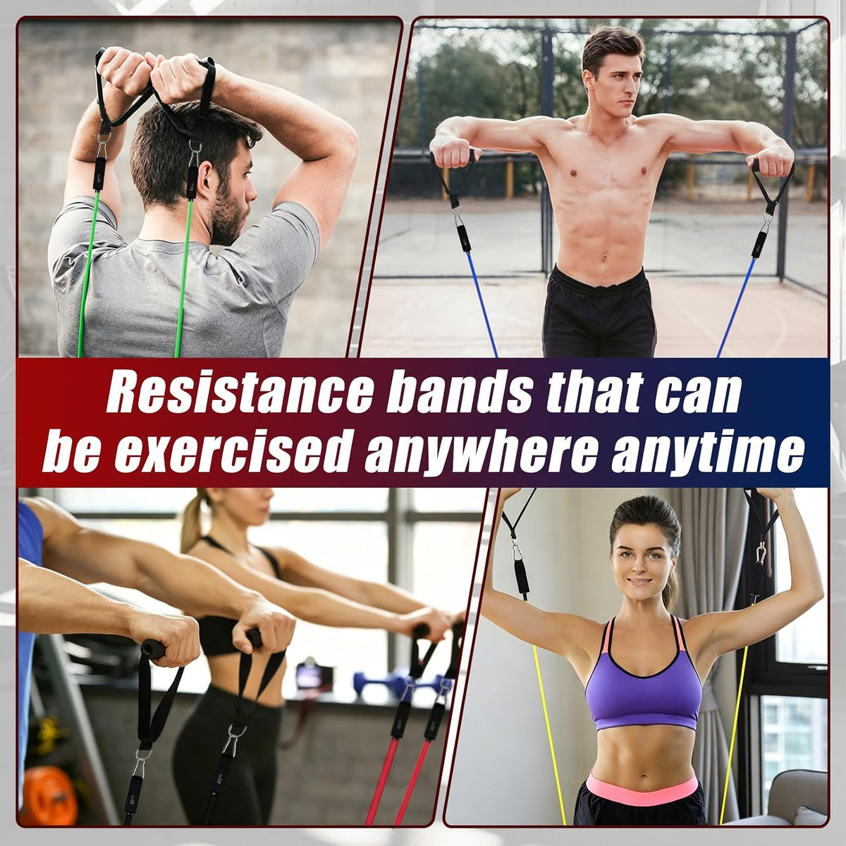 Resistance Bands with Handles, 5-Level Exercise Bands with Handles