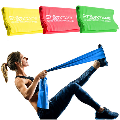Resistance Bands Set. 3 or 5 Pack Non-Latex Physical Therapy, Professional Elastic Band. Perfect for Home Exercise, Workout, Strength Training, Yoga, Pilates, Rehab, Gym