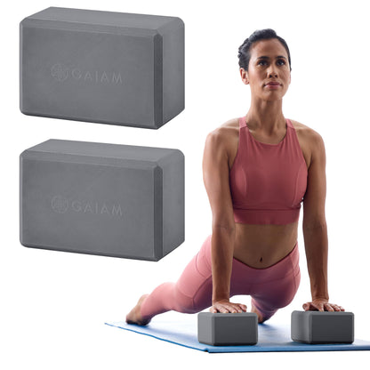 Gaiam Yoga Block - Supportive Latex-Free Eva Foam - Soft Non-Slip Surface with Beveled Edges for Yoga, Pilates, Meditation