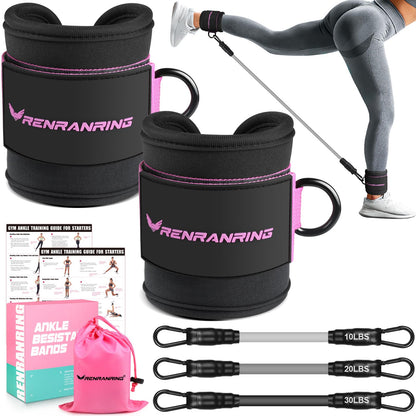 Ankle Resistance Bands w/Cuffs, Ankle Weights Women Booty Workout Equipment