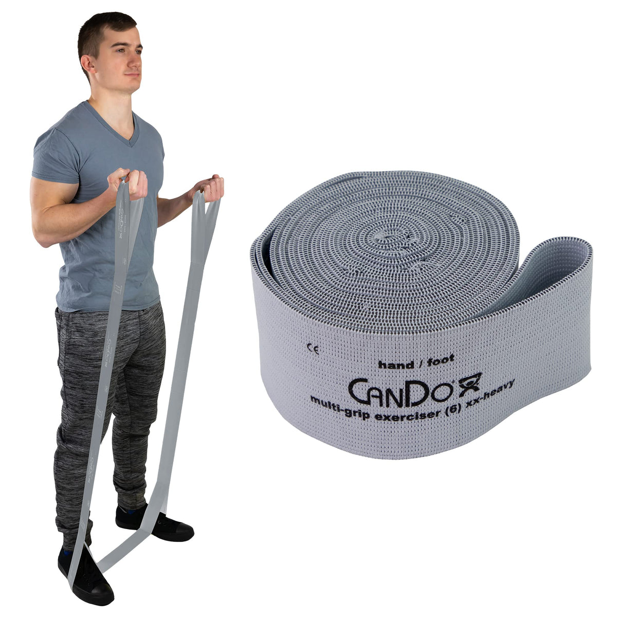 CanDo Multi-Grip 6 Foot Exercise Resistance Band with Hand/Foot Loops for Total Body Workouts, Training, Rehab, Stretching and Therapy