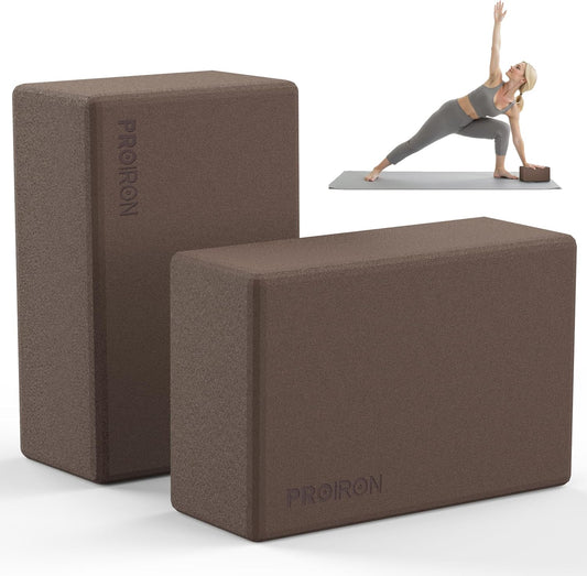 PROIRON Yoga Blocks, 2 Pack Supportive High Density Premium Eva Foam, Soft Non-Slip Surface with Curved Edges Stretch Blocks For Yoga, Pilates, Stretching